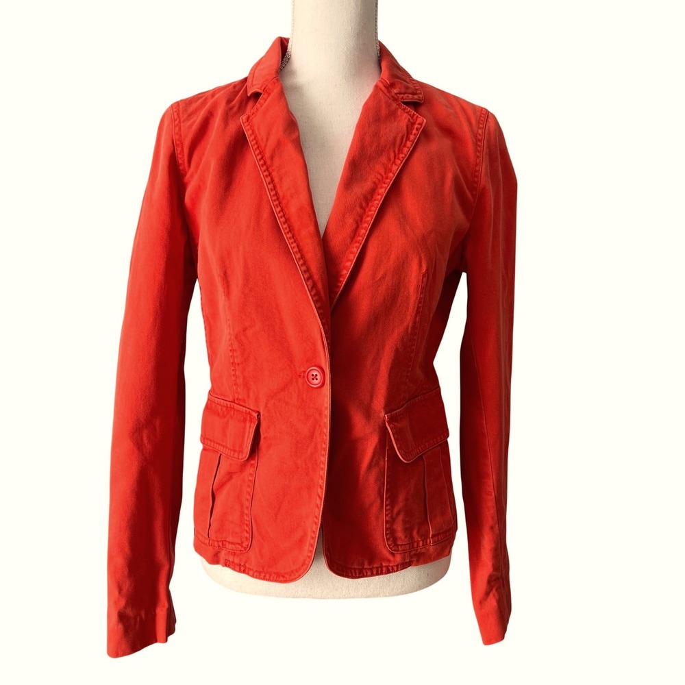 J.Crew Blazer Womens Medium Orange Cotton Twill Casual College Preppy Jacket